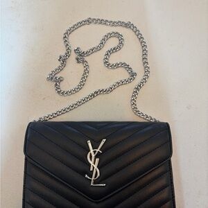 Yves Saint Laurent Black Chevron Crossbody Bag